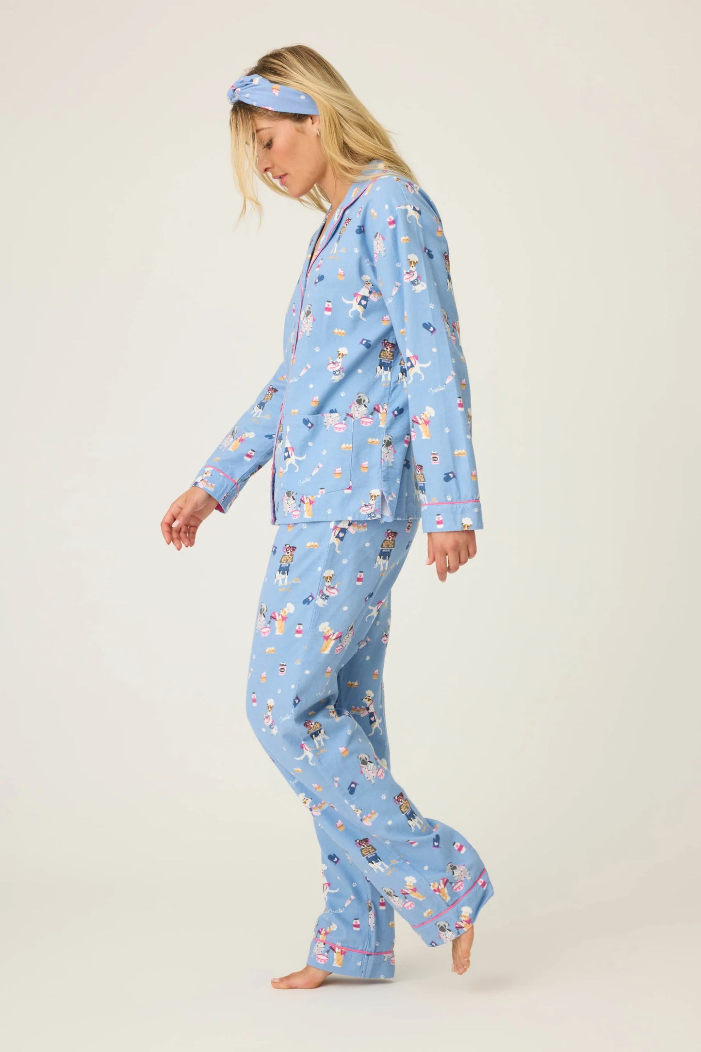 Baked Woof Love Dog Print 3-Piece Flannel PJ Set