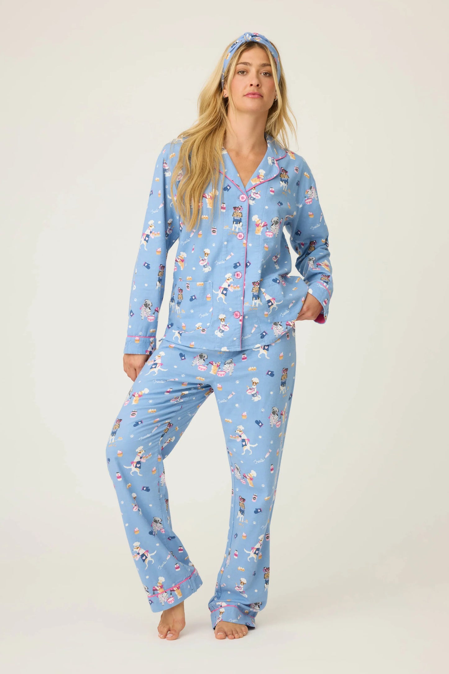 Baked Woof Love Dog Print 3-Piece Flannel PJ Set