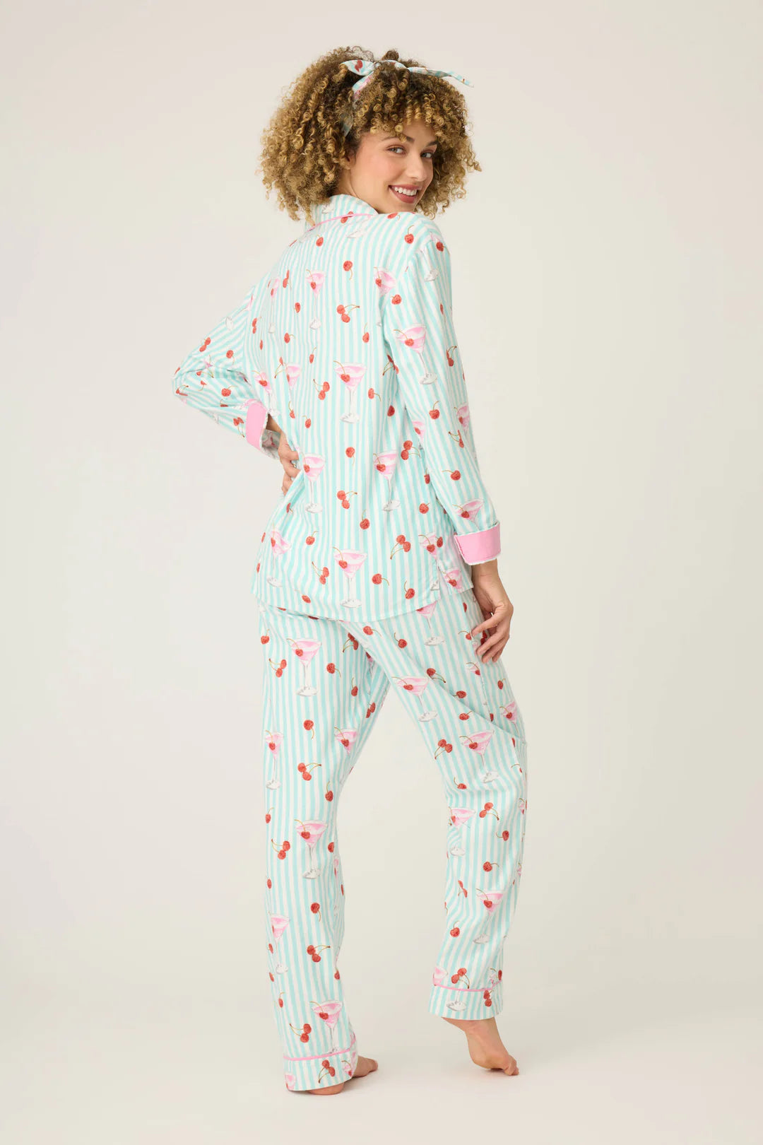 Ma Cherie Cherry Print 3-Piece Flannel PJ Set