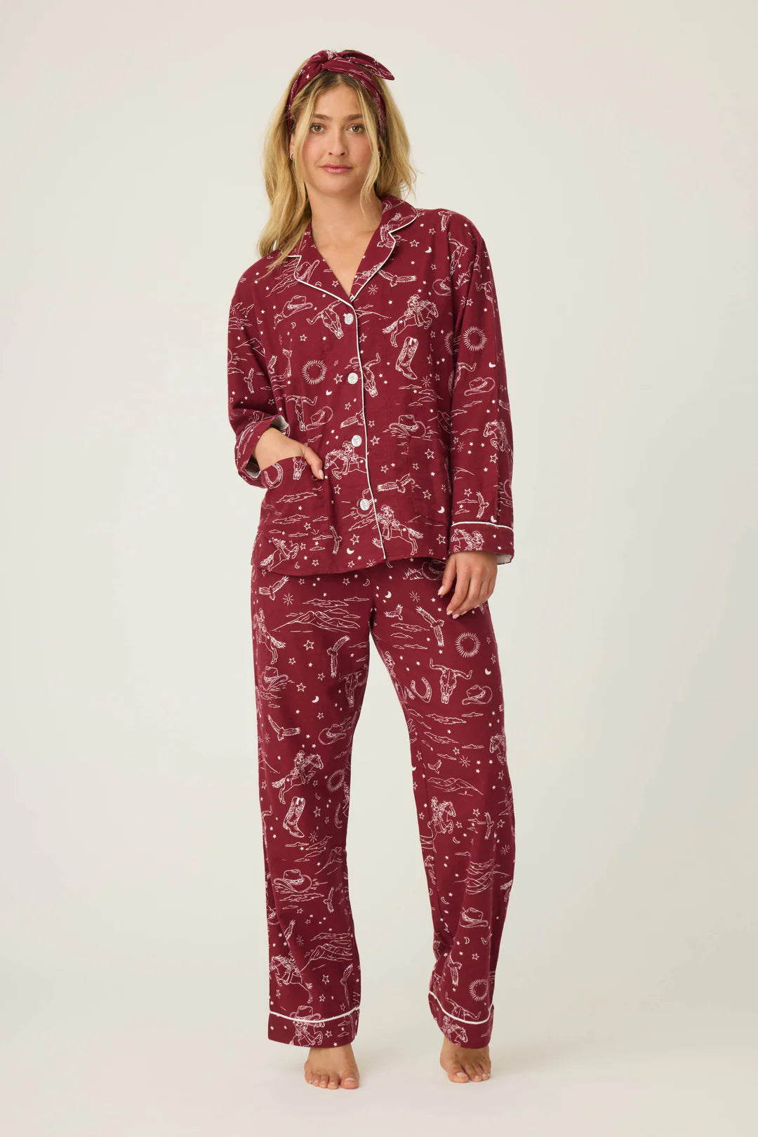 Hold Your Horses Western Print 3-Piece Flannel PJ Set