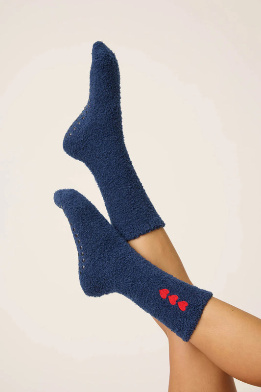 Parisian Dreams Heart Print Crew Socks