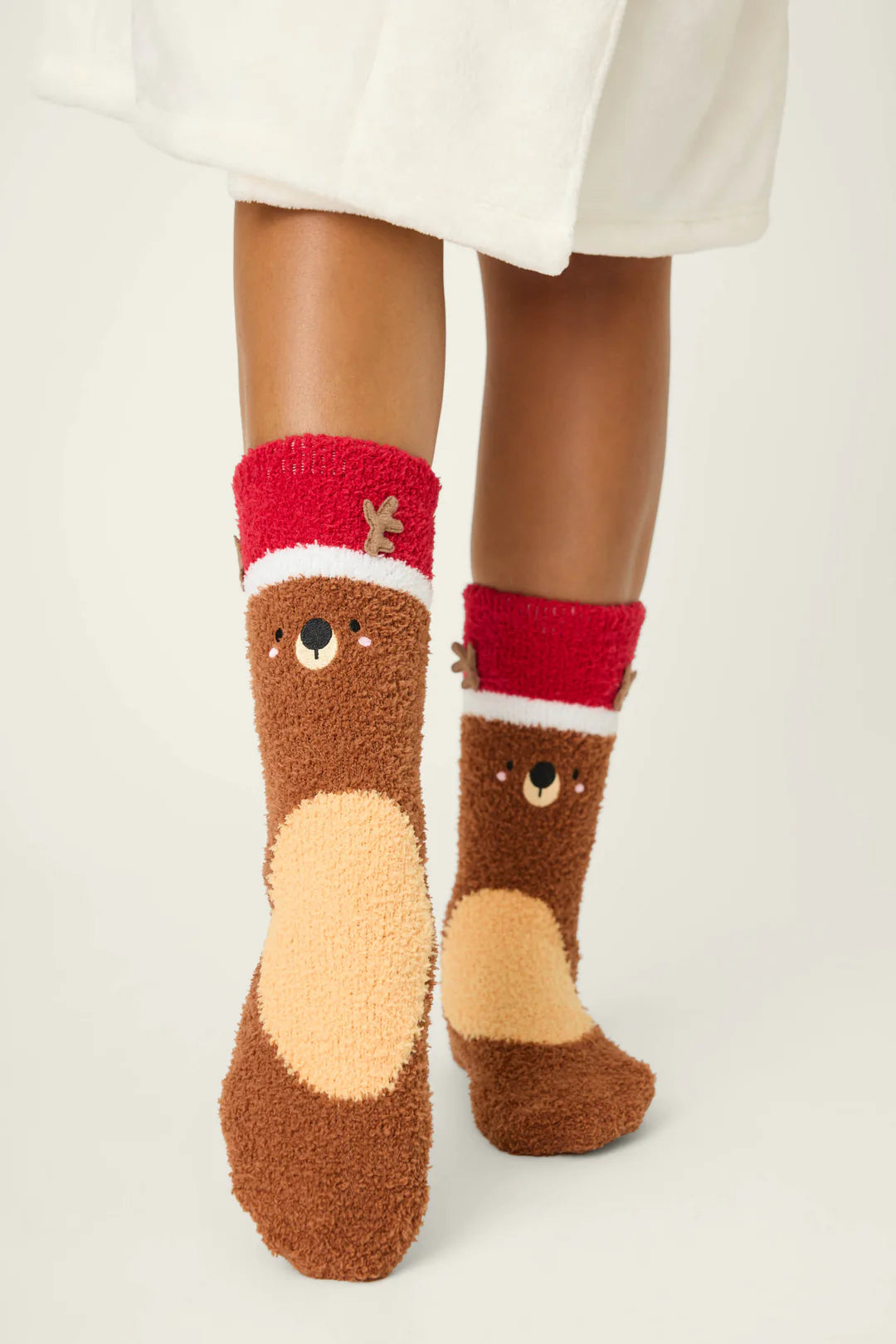 Ski Jammie Classics Reindeer Crew Socks with Grippers