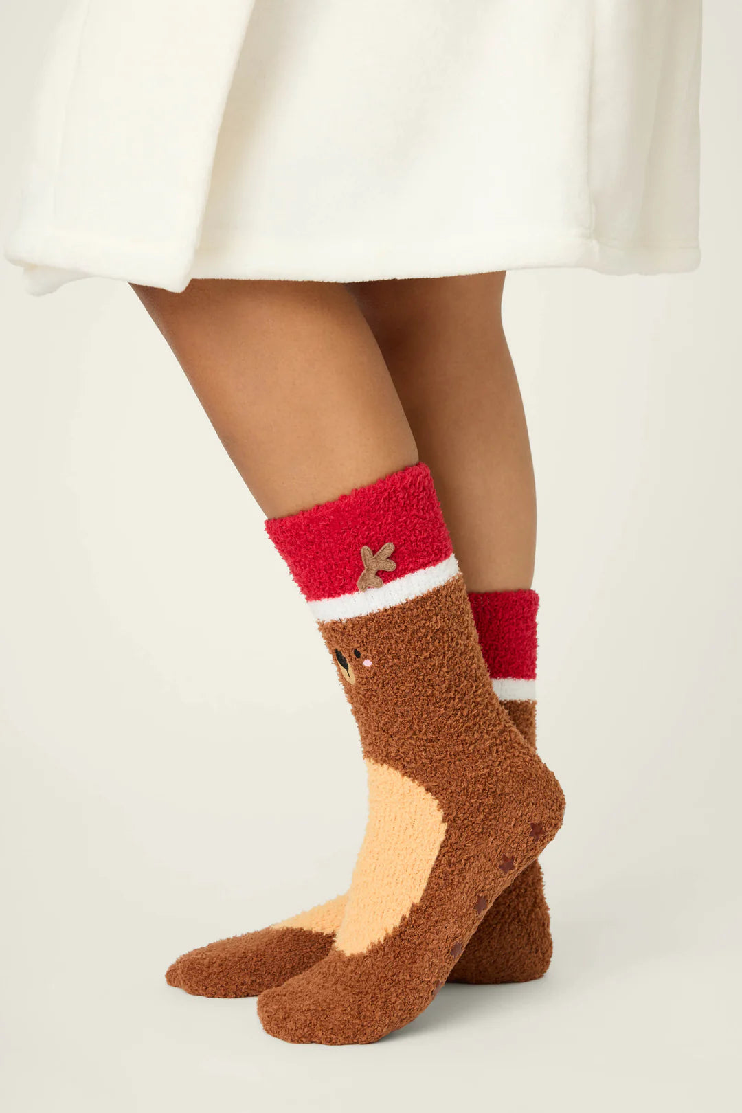 Ski Jammie Classics Reindeer Crew Socks with Grippers