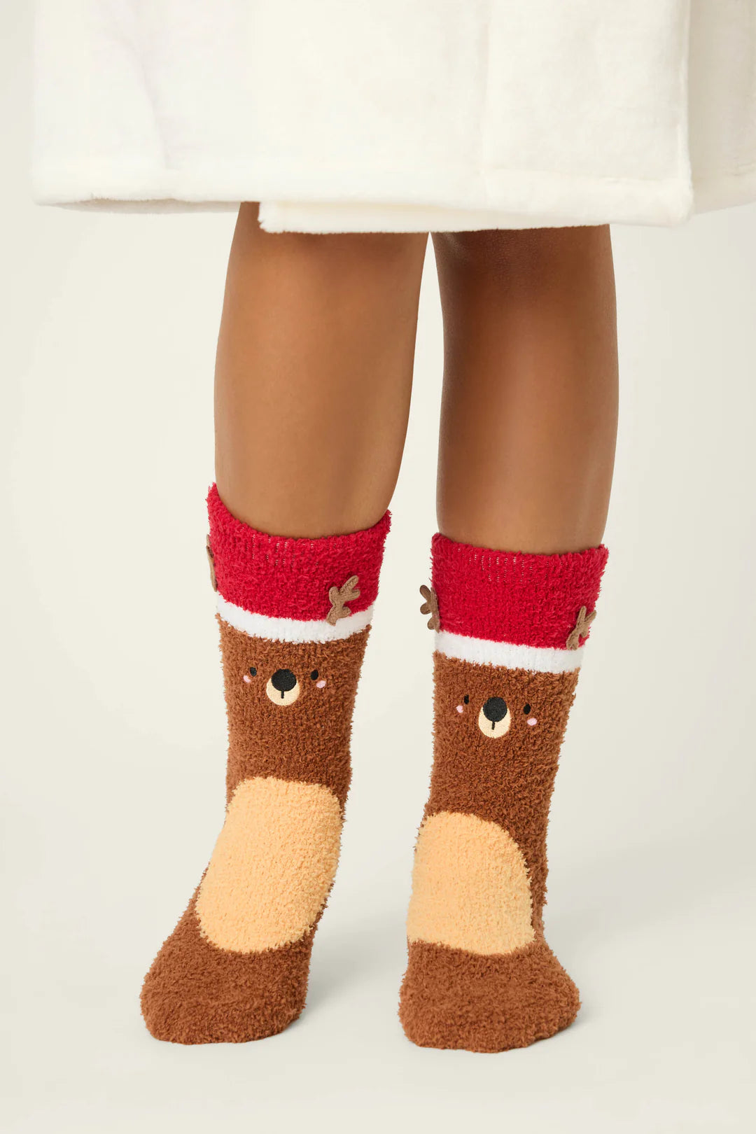 Ski Jammie Classics Reindeer Crew Socks with Grippers