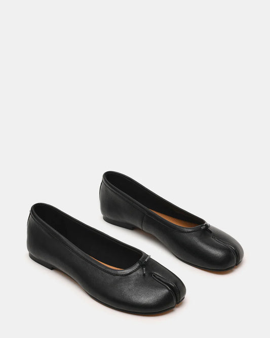 Calico Black Leather Flat