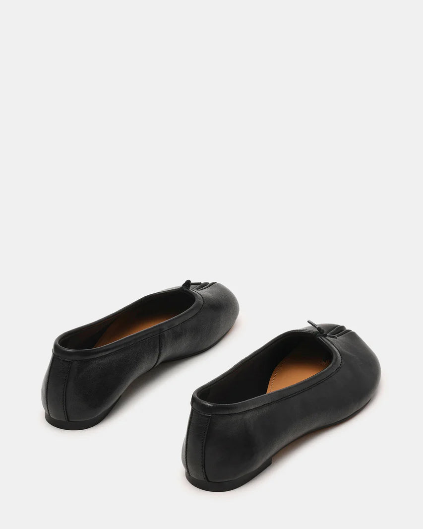 Calico Black Leather Flat