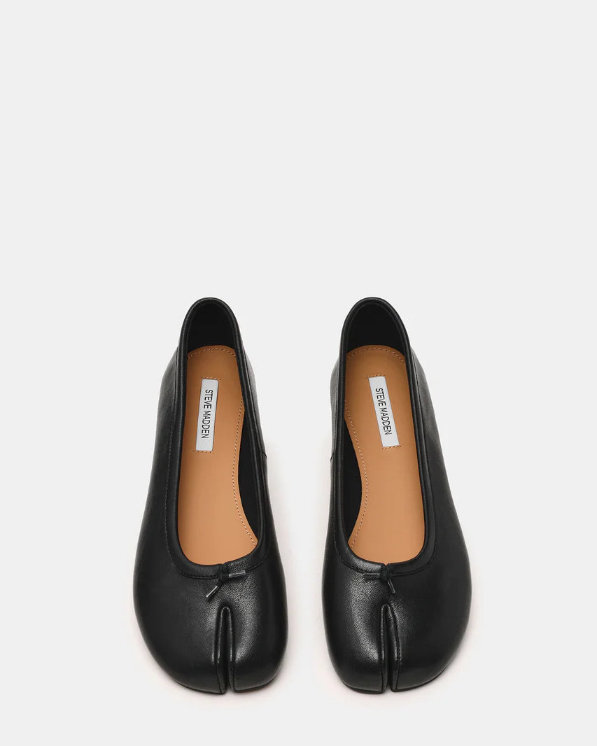 Calico Black Leather Flat