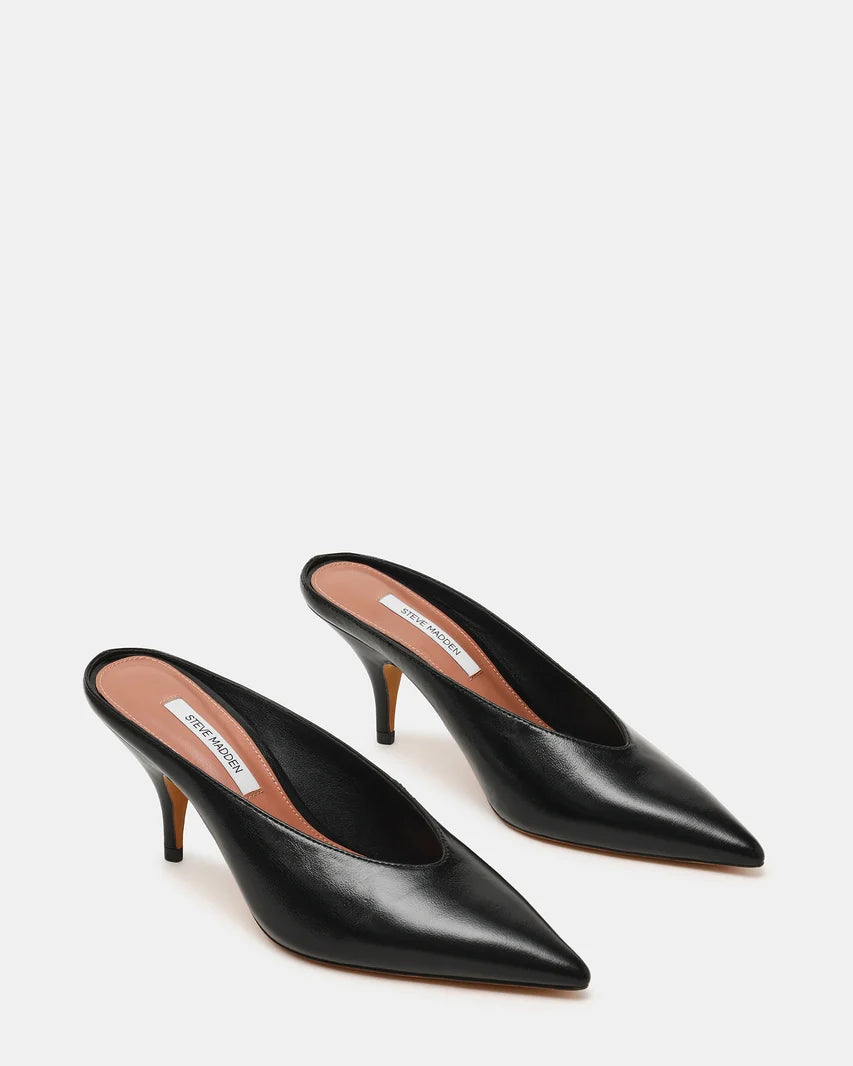 Fonza Black Leather Heels