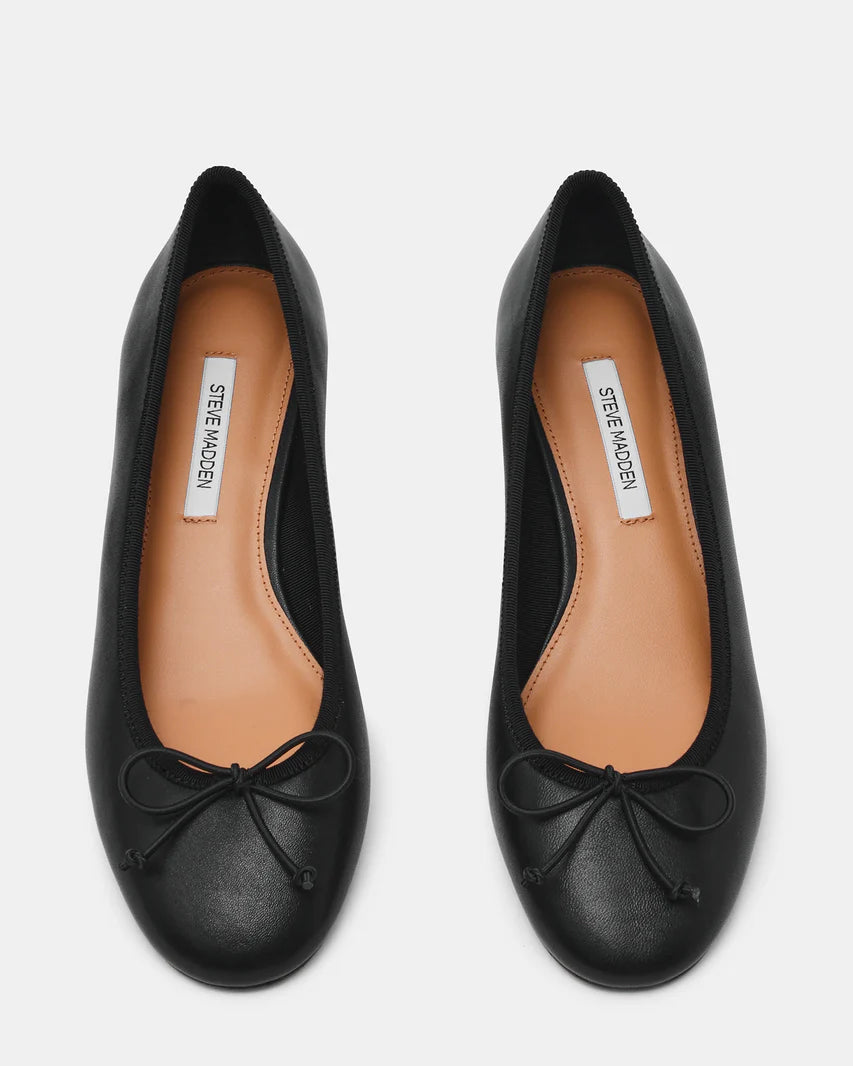 Steffi Black Leather Ballet Heel