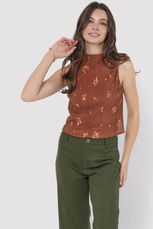 Last Dance Plisse High Neck Top