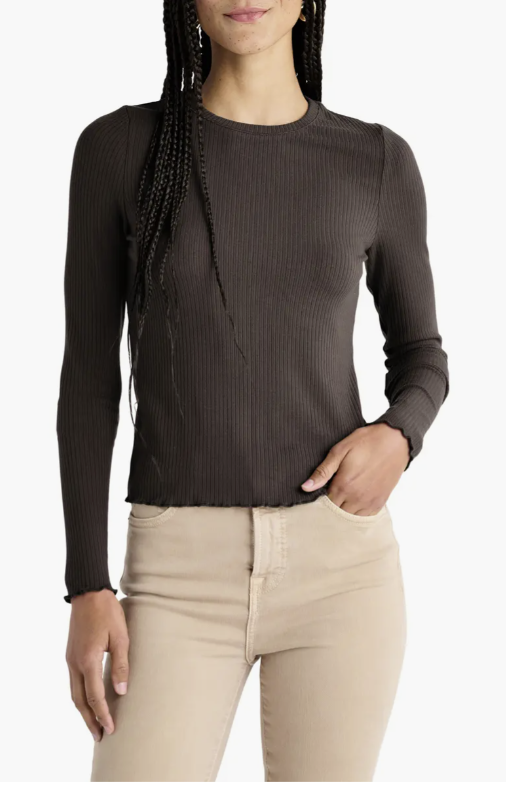 Hailey Lettuce Edge Rib Long Sleeve Top