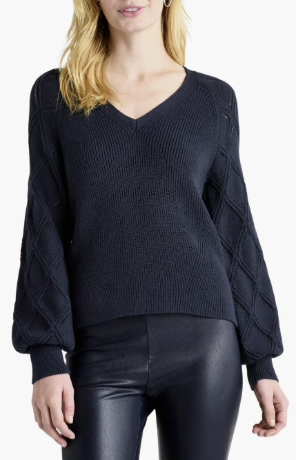 August Pointelle Sleeve Sweater