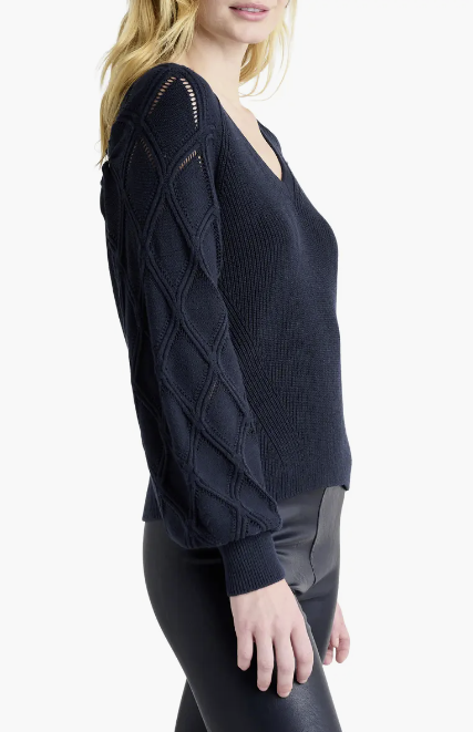 August Pointelle Sleeve Sweater