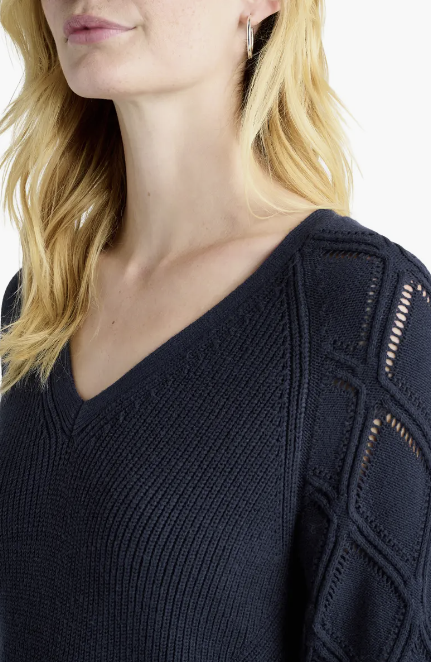 August Pointelle Sleeve Sweater