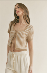 Load image into Gallery viewer, Amore Lace Up Front Crop Sweater
