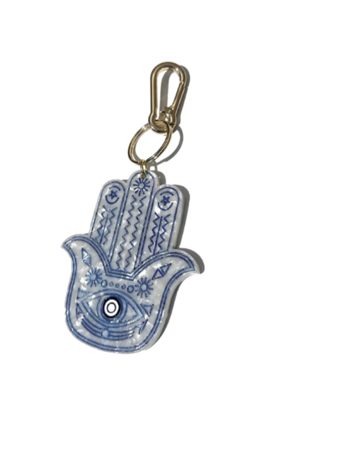 Hand-painted Hamsa Hand Keychain | Eco-Friendly
