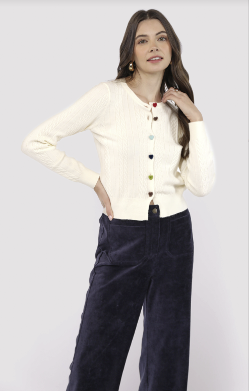 Mochi Heart Button Sweater Cardigan