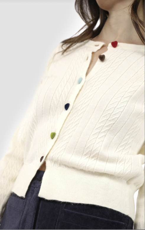 Mochi Heart Button Sweater Cardigan