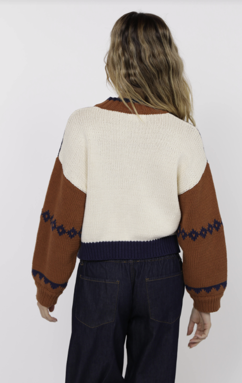 Sweet Rose Jacquard Zip Sweater Jacket