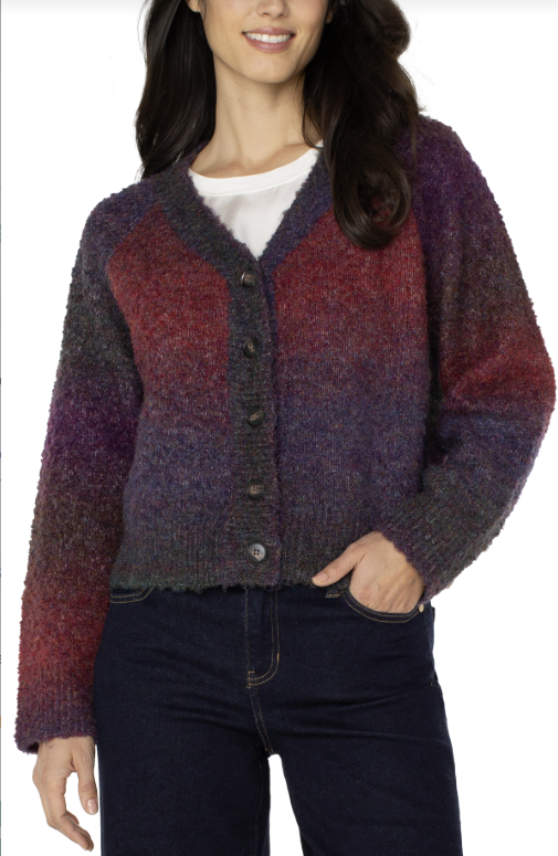 Long Sleeve Raglan Button Front Cardigan Sweater