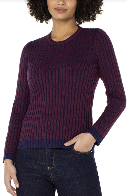 Long Sleeve Crewneck Ribbed Sweater