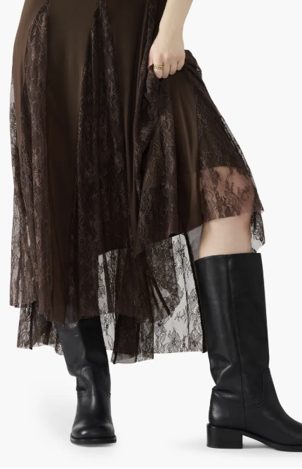 Vita Lace Detail Godet Pleat Dress