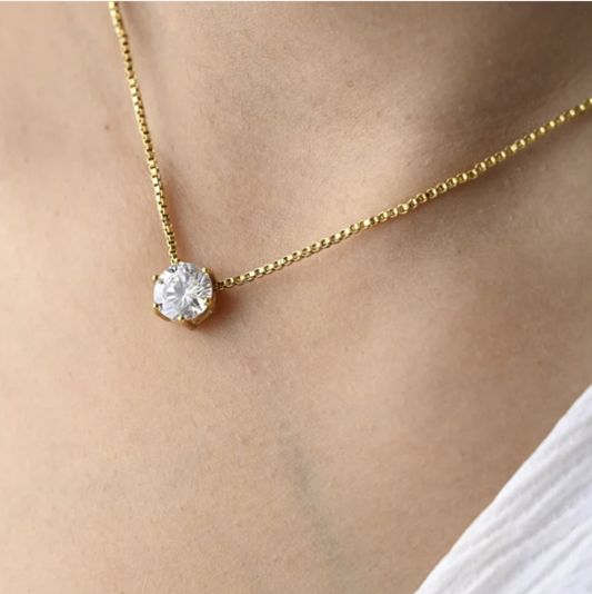 18K Gold-Filled Diamond Pendant Necklace