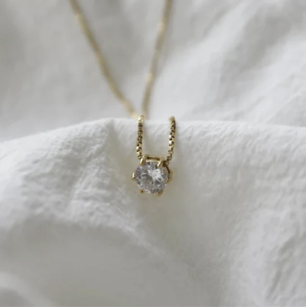 18K Gold-Filled Diamond Pendant Necklace