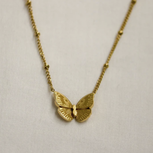 18K Gold-Filled Dainty Butterfly Necklace for Women