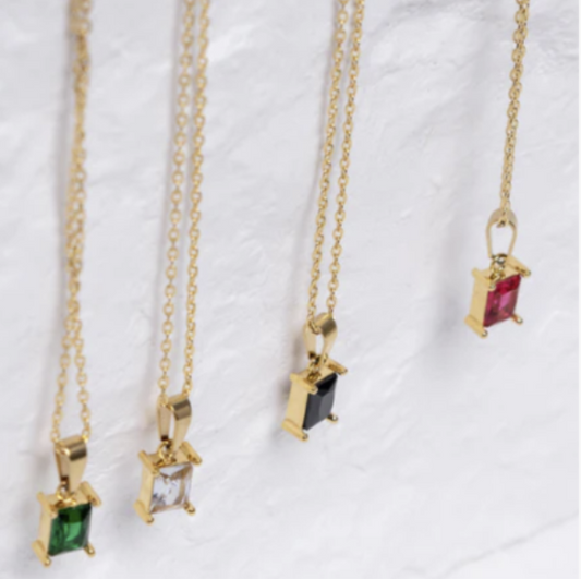 18K Gold-Filled Baguette Pendant Necklace