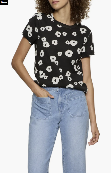The Perfect Tee - Black Petite Blooms