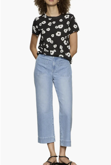 The Perfect Tee - Black Petite Blooms