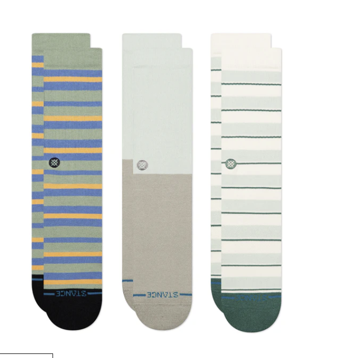 Prep Stripe 3 Pack Crew Socks