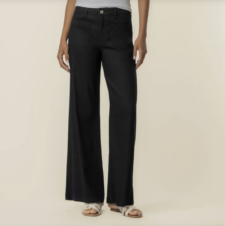 Meg Linen High Rise Wide Leg in Black (KB74001)