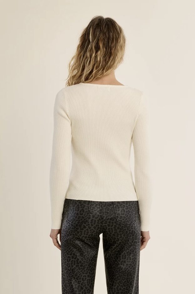 Long-sleeved top, lace V-neck