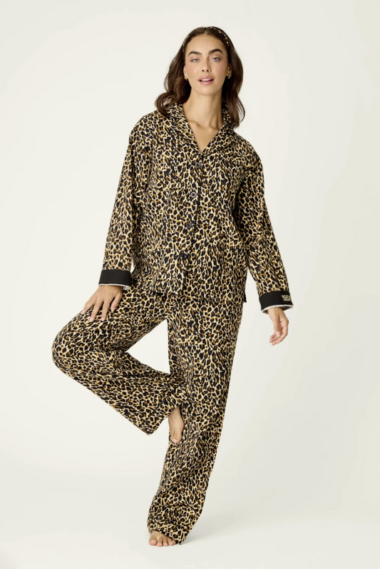 Wild At Heart Leopard Print 3-Piece Flannel PJ Set