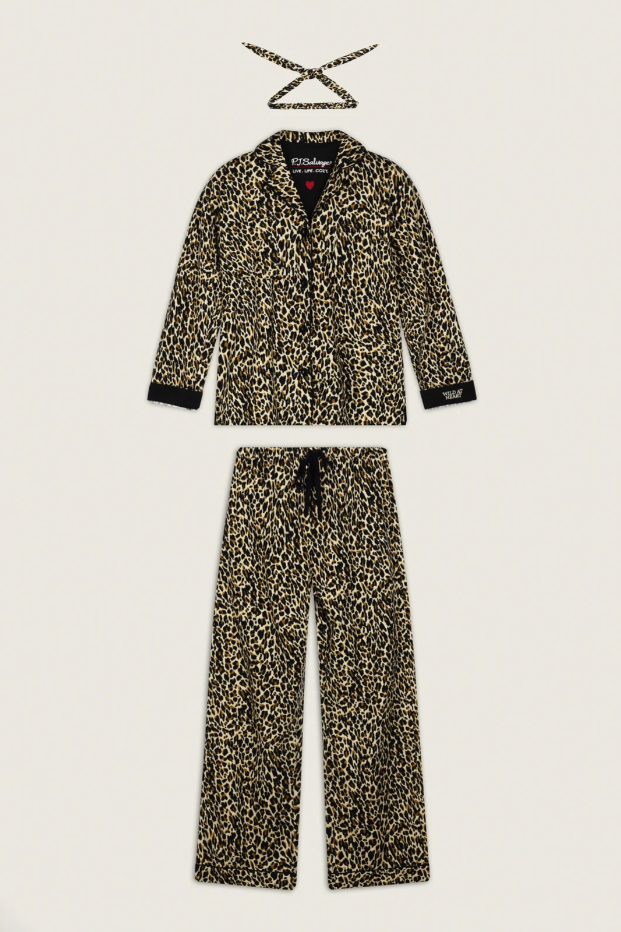 Wild At Heart Leopard Print 3-Piece Flannel PJ Set