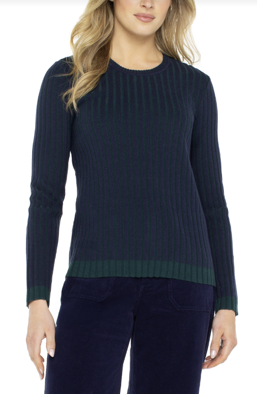 Long Sleeve Crewneck Ribbed Sweater