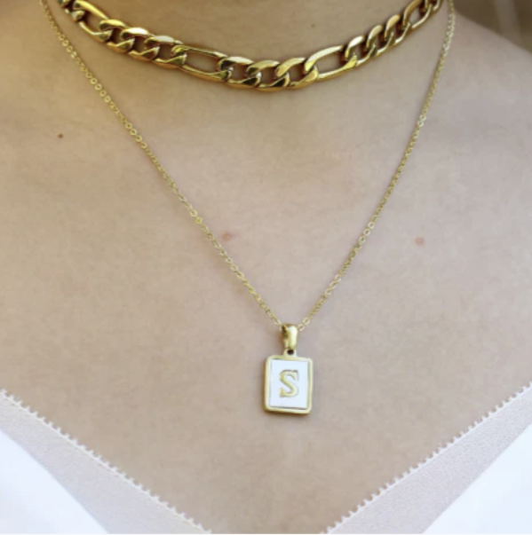 Initial 18K Gold-Filled Shell Pendant Necklace