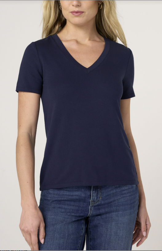 Short Sleeve V-neck Knit Tee