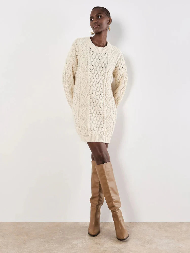 Cable Knit Oversize Sweater Dress