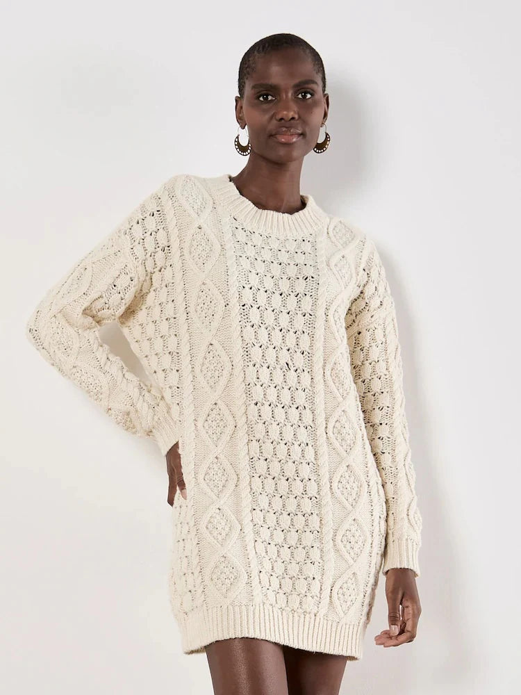 Cable Knit Oversize Sweater Dress