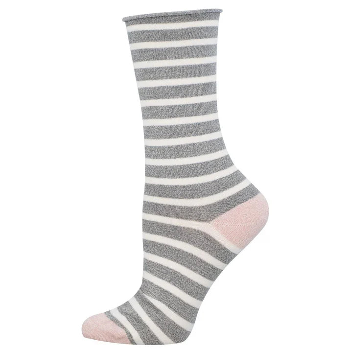 Bamboo Sailor Stripe Roll Top Women's Socks