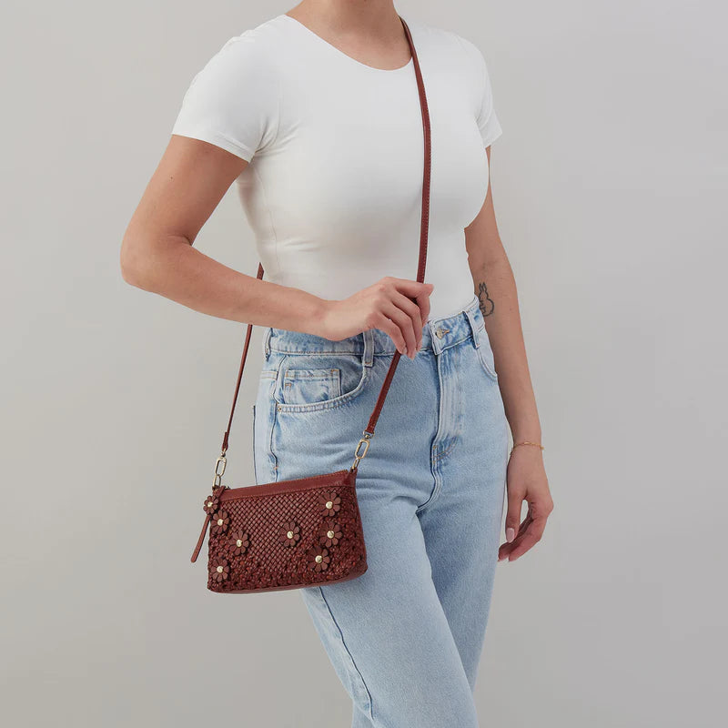 Darcy Crossbody Woven Leather Chestnut