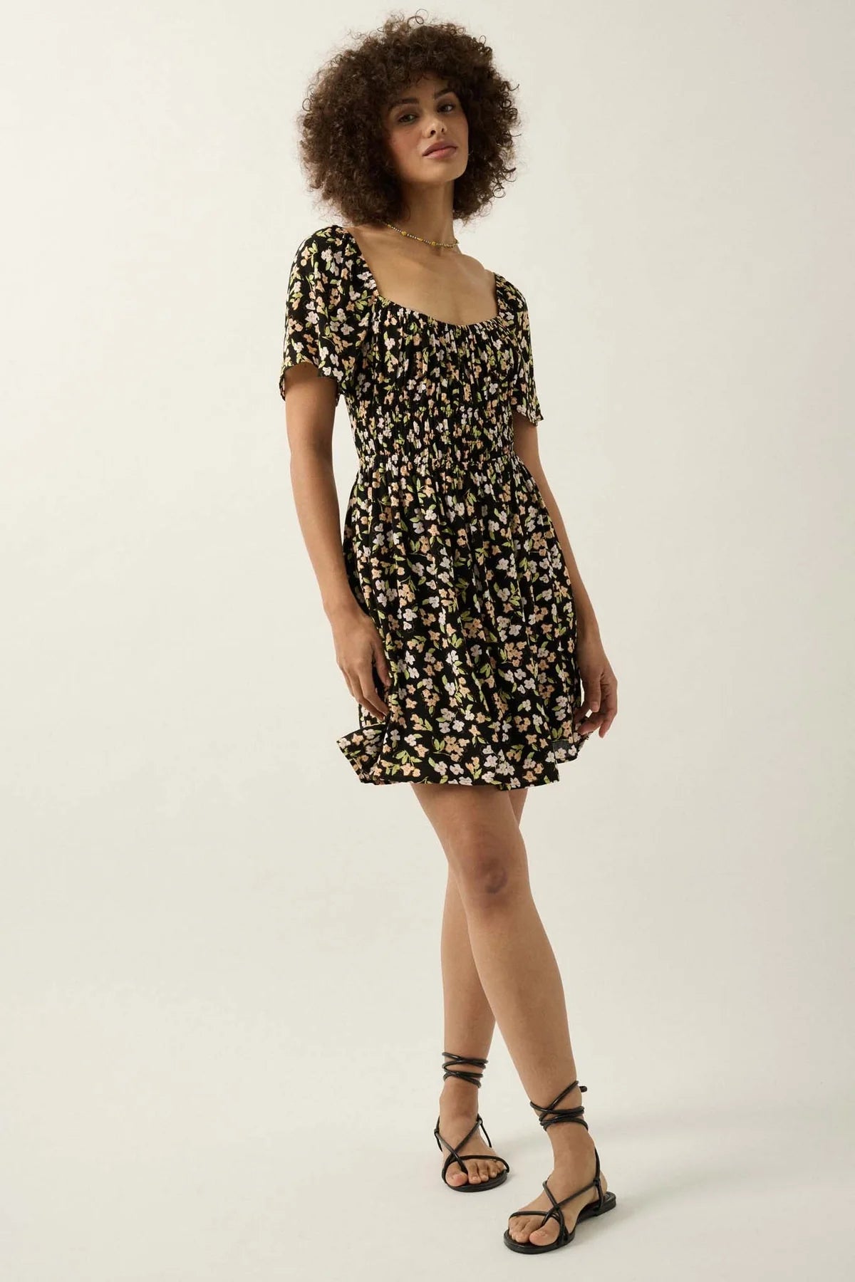 Floral Scoop Neck  Dress