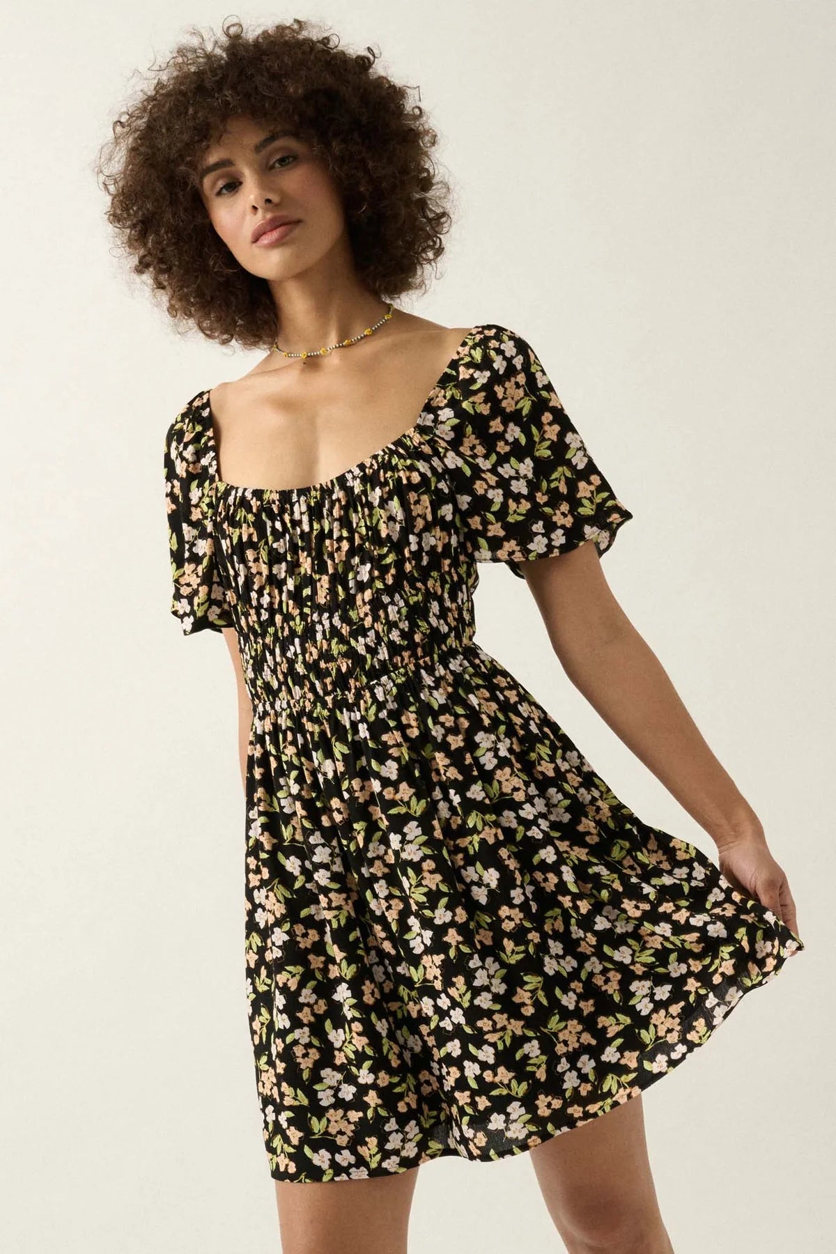 Floral Scoop Neck  Dress