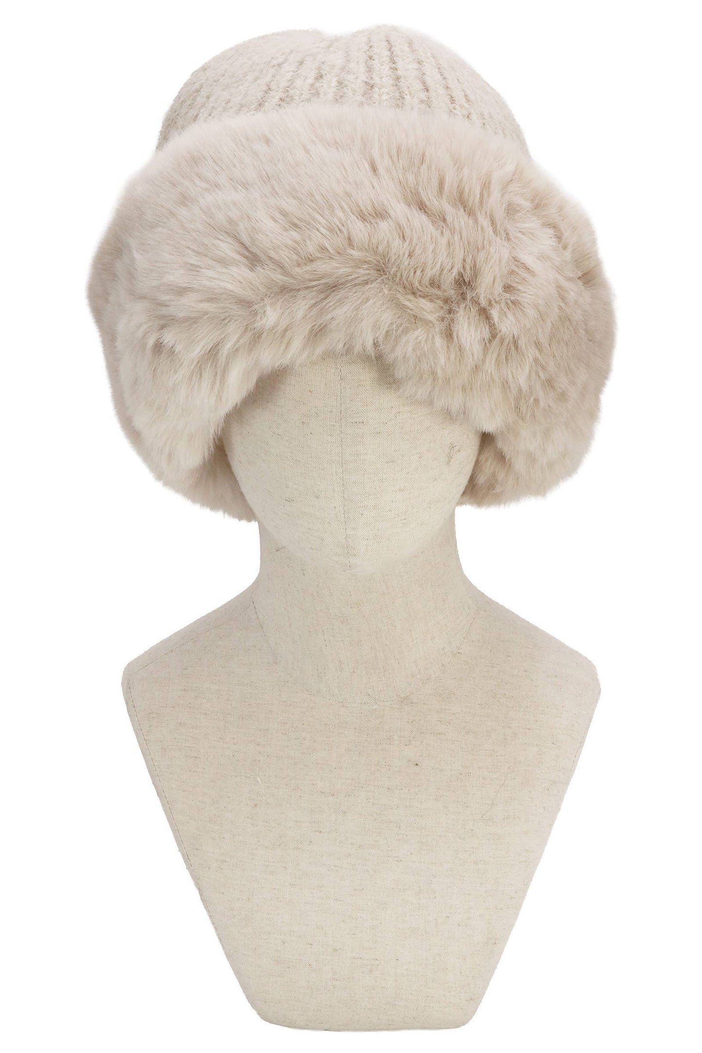 Chunky Knitted Fluffy Faux Fur Cuffed Beanie: ASSORTED / ONE SIZE