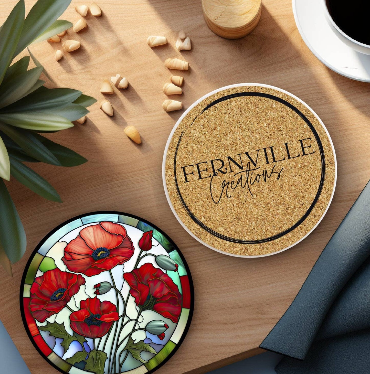 Poppy Coaster, Garden Lover Gift, Floral Nature Home Decor: 3.6 Inch Glossy