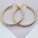 Load image into Gallery viewer, 18k Gold Filled Hollow Italian Twist 5mm Thick Hoop Earrings, Gold Shiny Twisted
