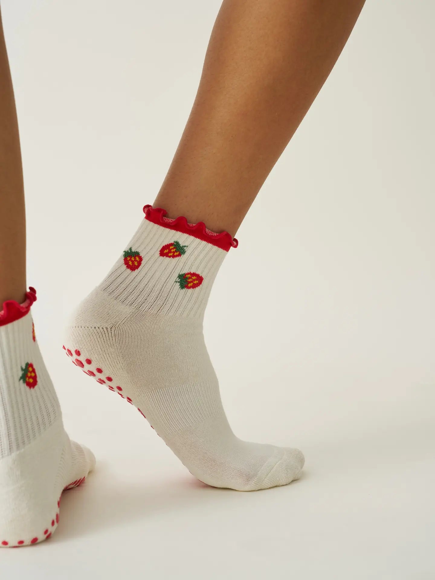 Strawberry Ruffle Grip Pilates Socks